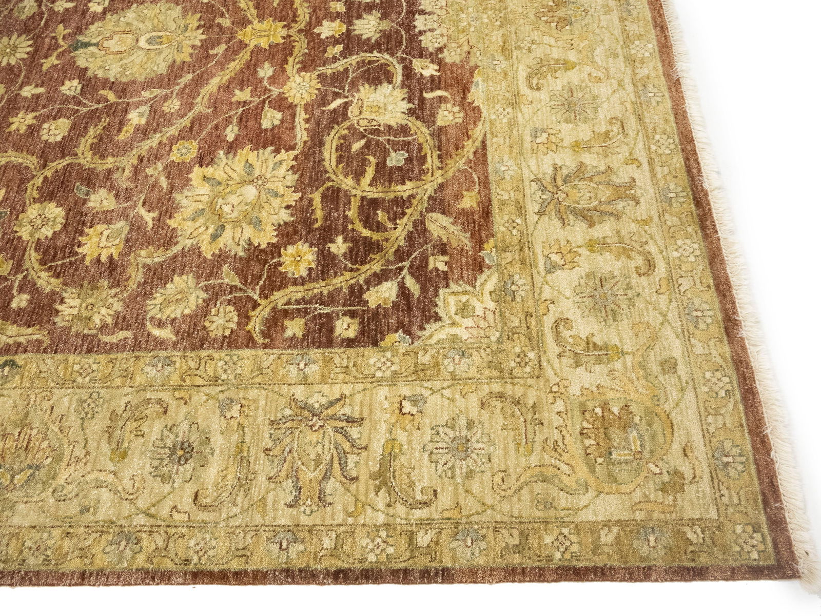 Muted Rusty Brown Floral Peshawar 8X10 Pakistan Oriental Rug - 8