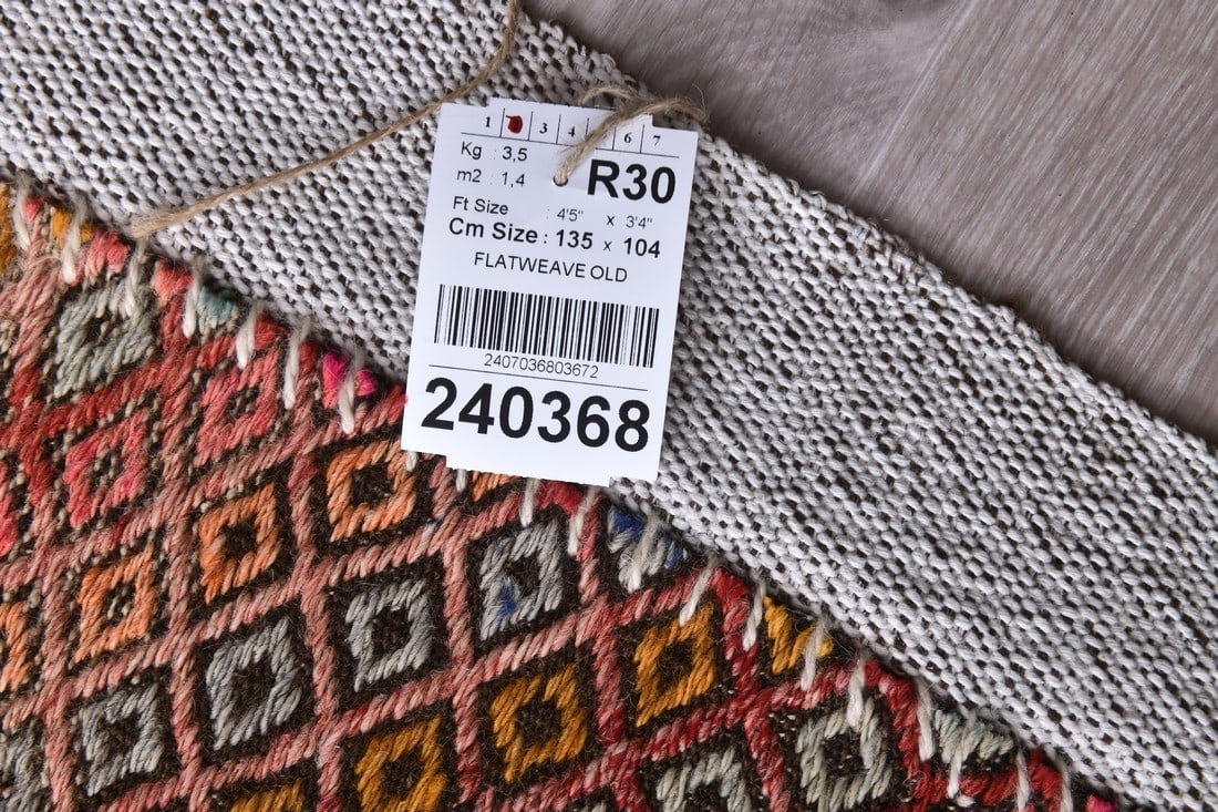 3'4'' x 4'5'' Turkish Flatweave Kilim Rug - 240368 - 15