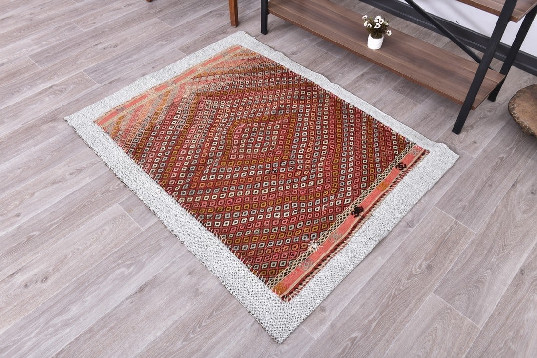 3'4'' x 4'5'' Turkish Flatweave Kilim Rug - 240368 - 4