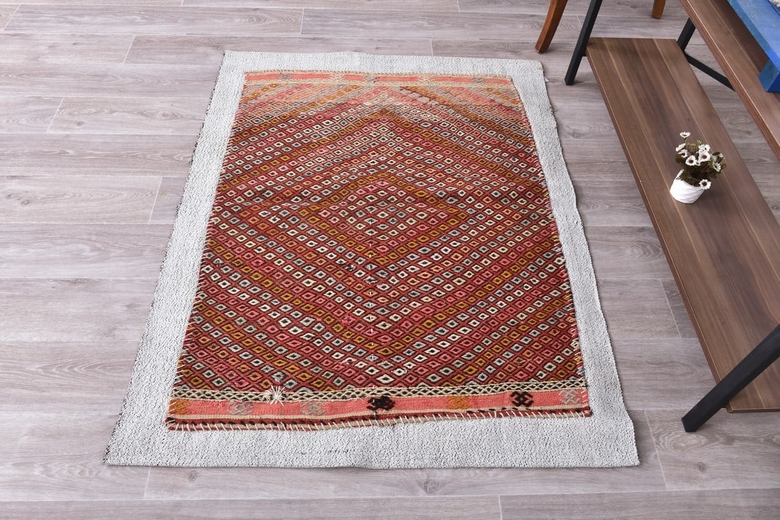 3'4'' x 4'5'' Turkish Flatweave Kilim Rug - 240368 - 5