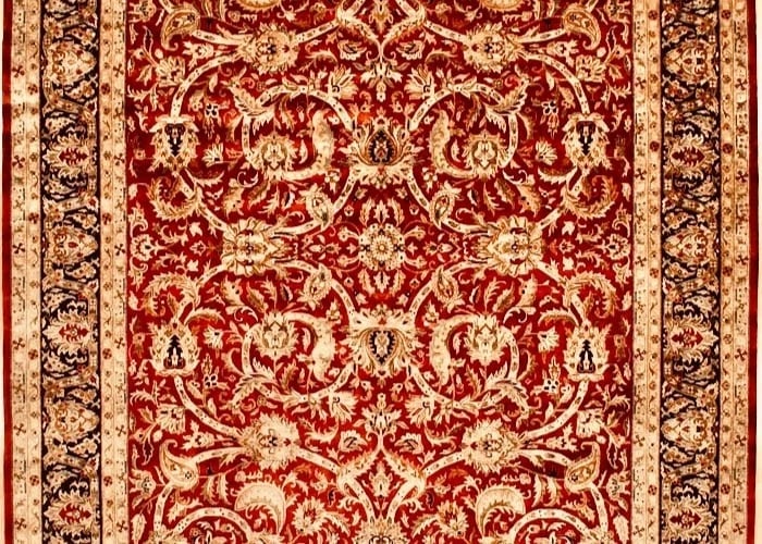 Hand Knotted Indo-Tabriz Red Wool Oriental Area Rug Carpet 9'11" x 13'11" - 4