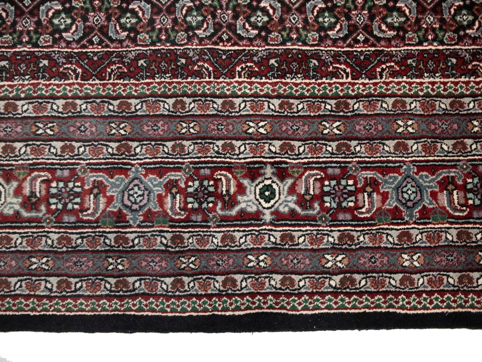 Black Floral Tribal 9X12 Indo-Bidjar Oriental Rug - 11
