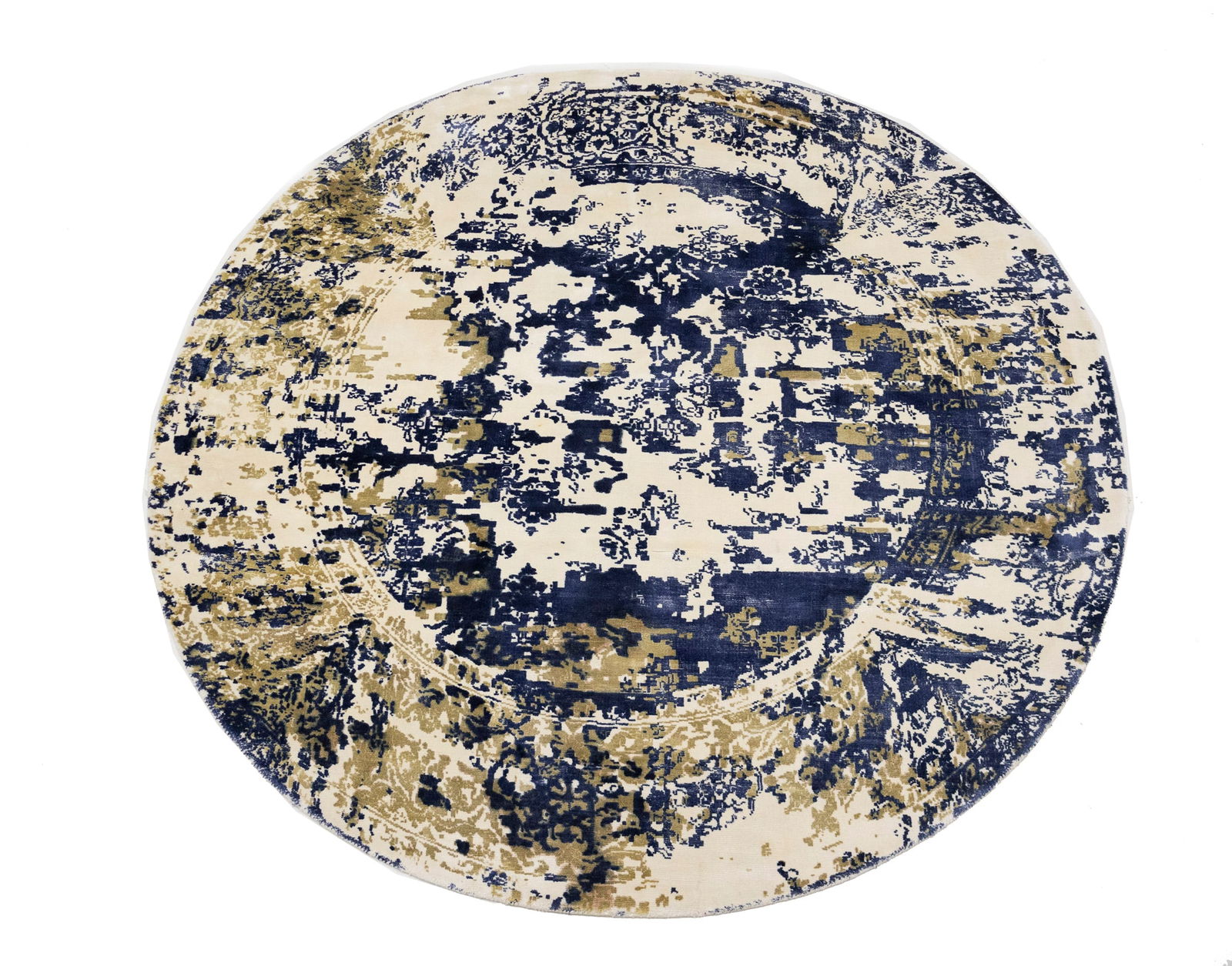 Distressed Floral Modern 6X6 Hand-Loomed Round Rug - 2