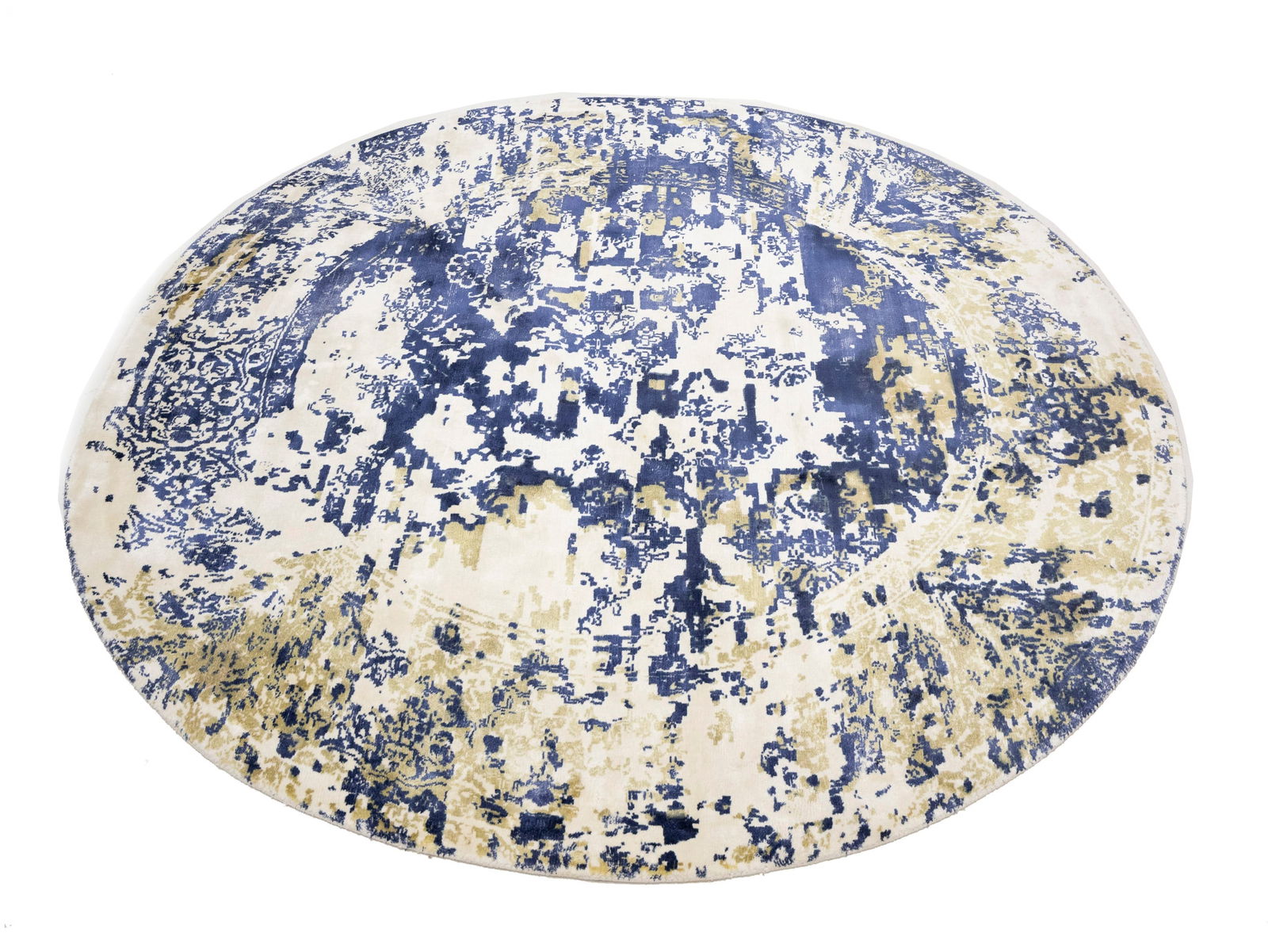 Distressed Floral Modern 6X6 Hand-Loomed Round Rug - 3