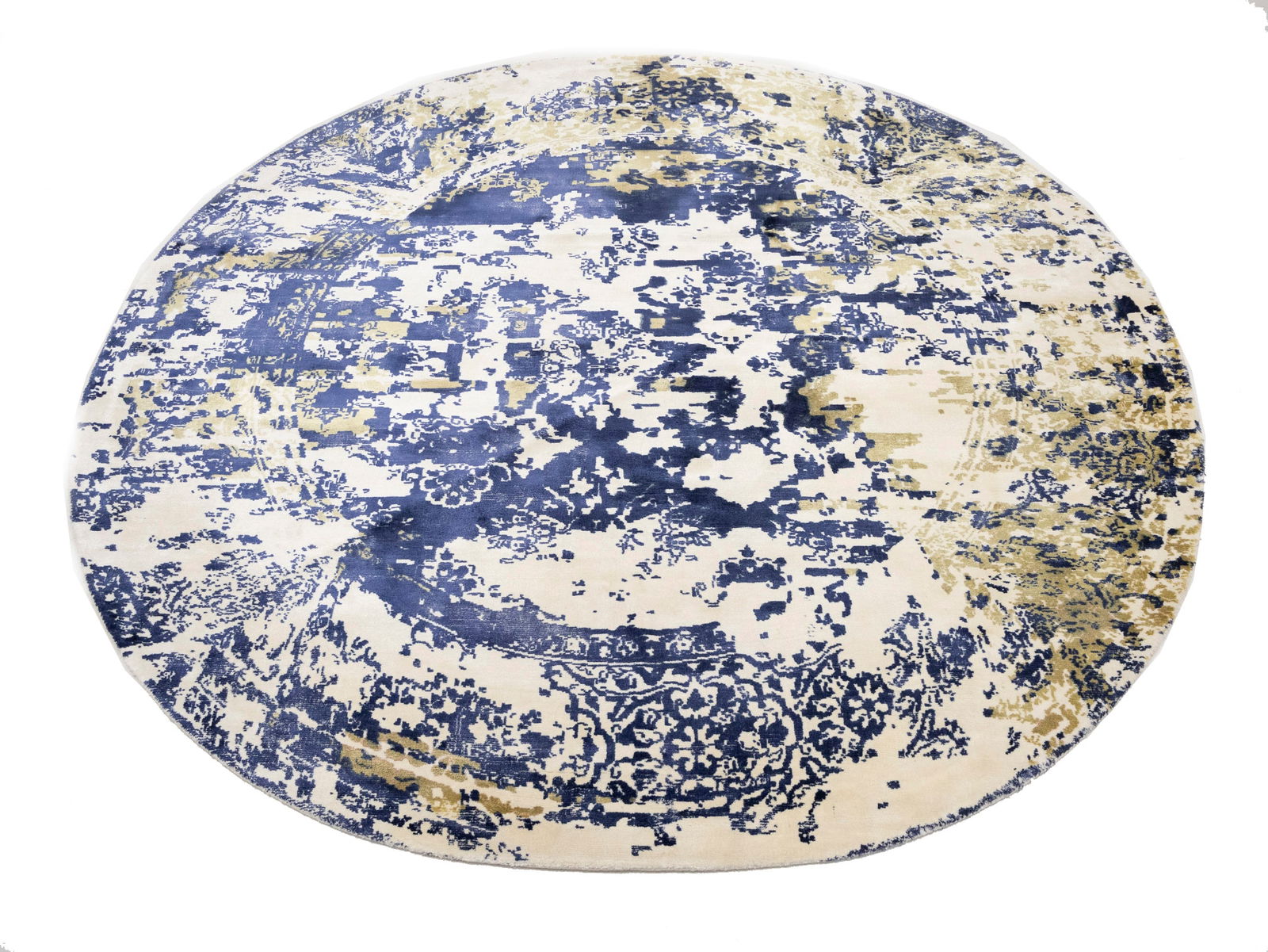 Distressed Floral Modern 6X6 Hand-Loomed Round Rug - 4