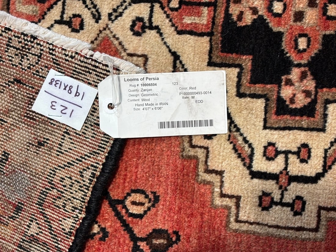 Hand Knotted Persian Saveh Red Geometric Wool Vintage Oriental Area Rug 4'7" x 6'6" - 9