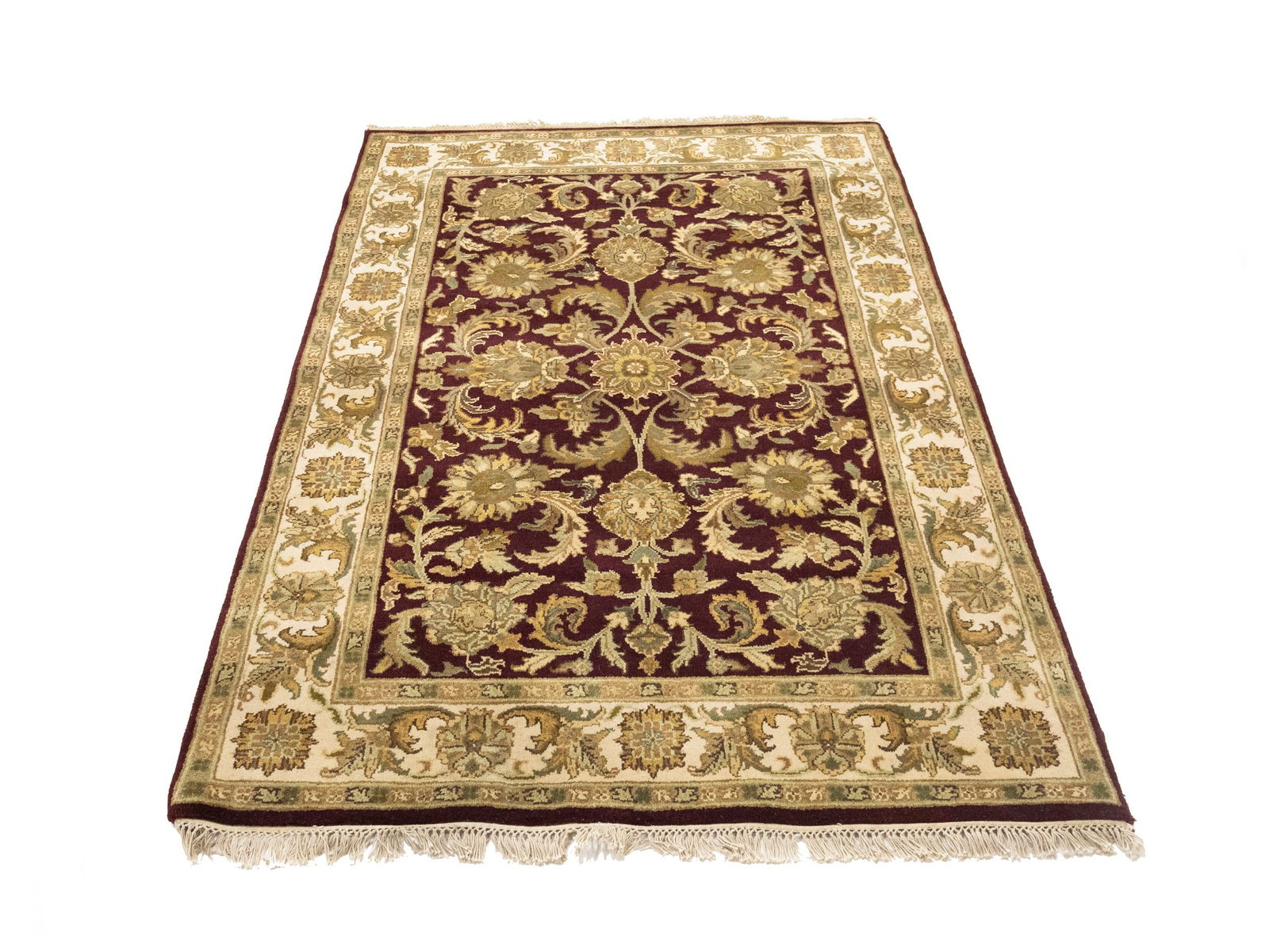Burgundy Floral Classic 4X6 Agra Jaipur Oriental Rug - 2