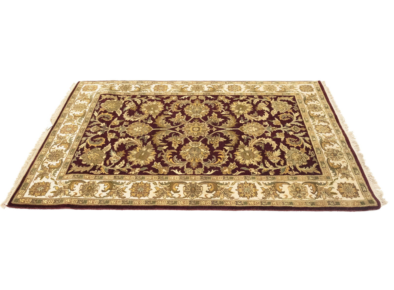 Burgundy Floral Classic 4X6 Agra Jaipur Oriental Rug - 4