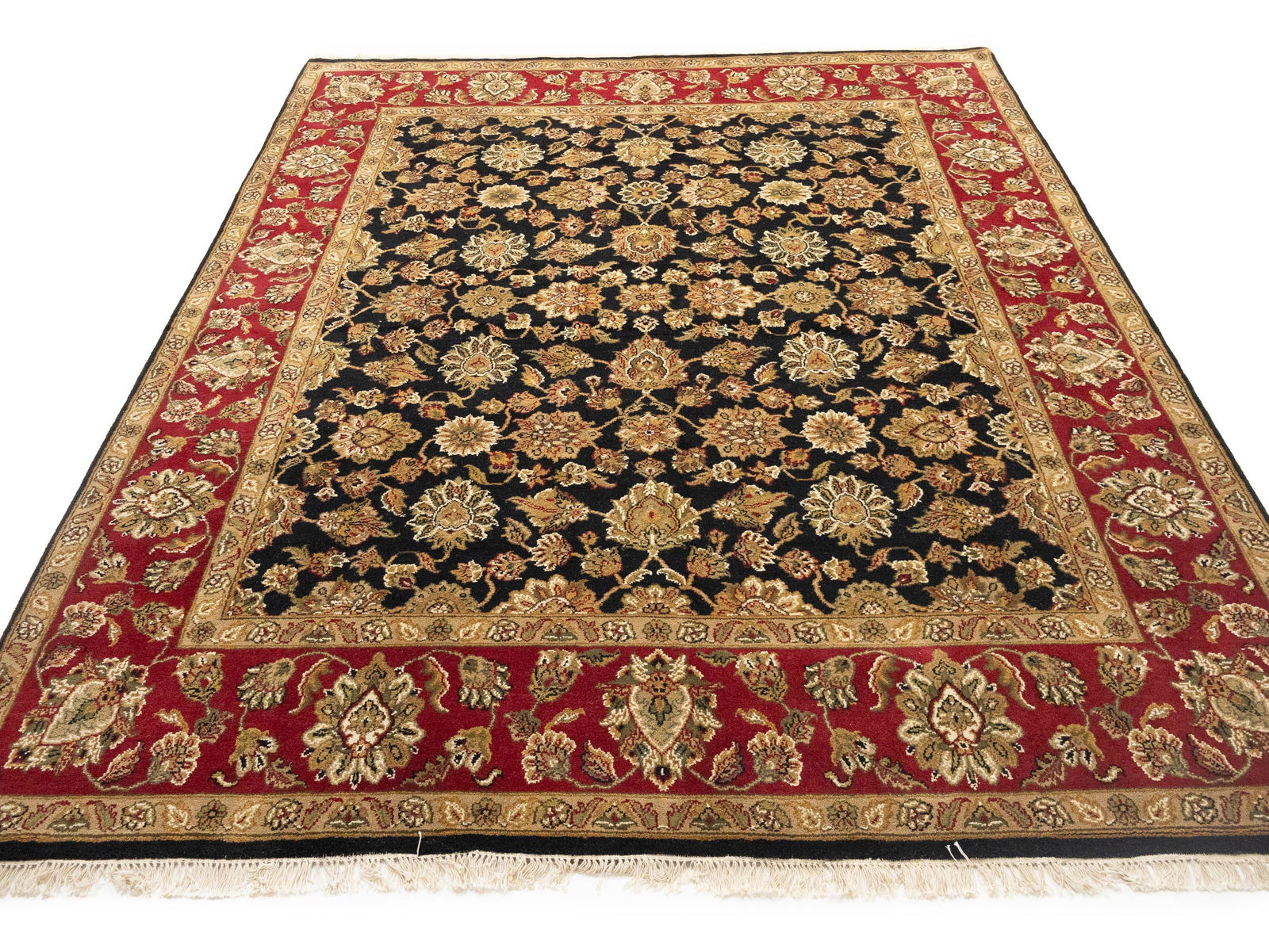 Black Floral Classic 8X10 Agra Jaipur Oriental Rug - 12