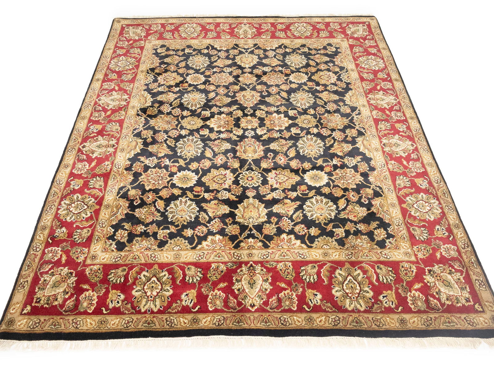 Black Floral Classic 8X10 Agra Jaipur Oriental Rug - 2