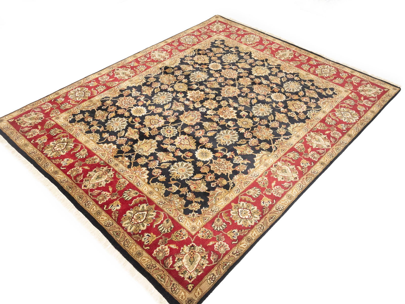 Black Floral Classic 8X10 Agra Jaipur Oriental Rug - 3
