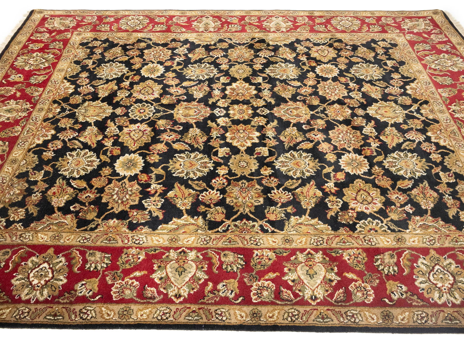 Black Floral Classic 8X10 Agra Jaipur Oriental Rug - 4