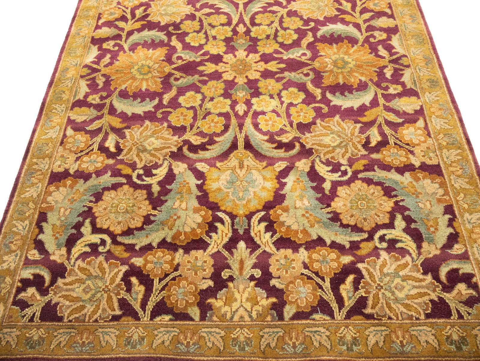 Burgundy Floral Classic 4X6 Agra Jaipur Oriental Rug - 10