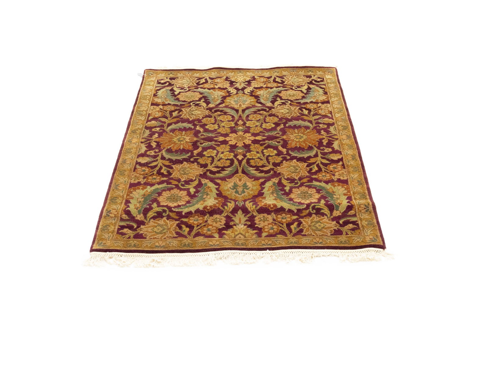 Burgundy Floral Classic 4X6 Agra Jaipur Oriental Rug - 2
