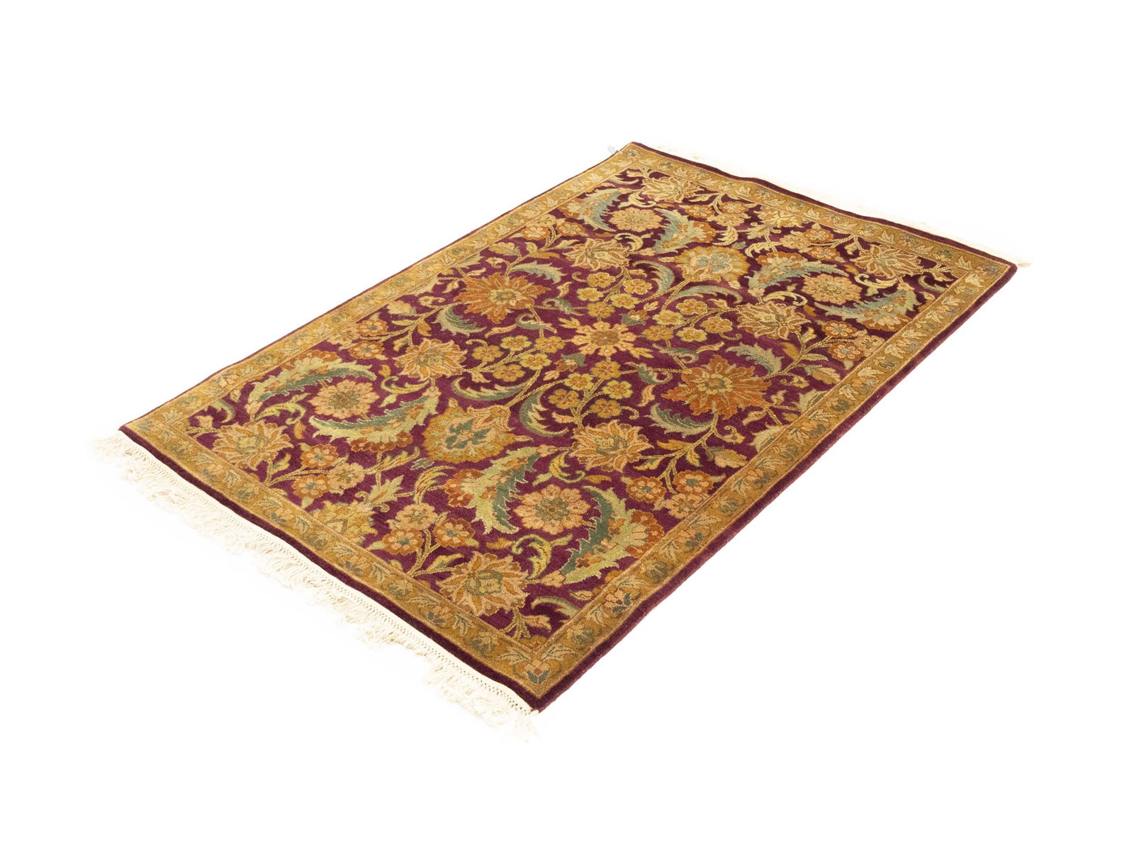 Burgundy Floral Classic 4X6 Agra Jaipur Oriental Rug - 3