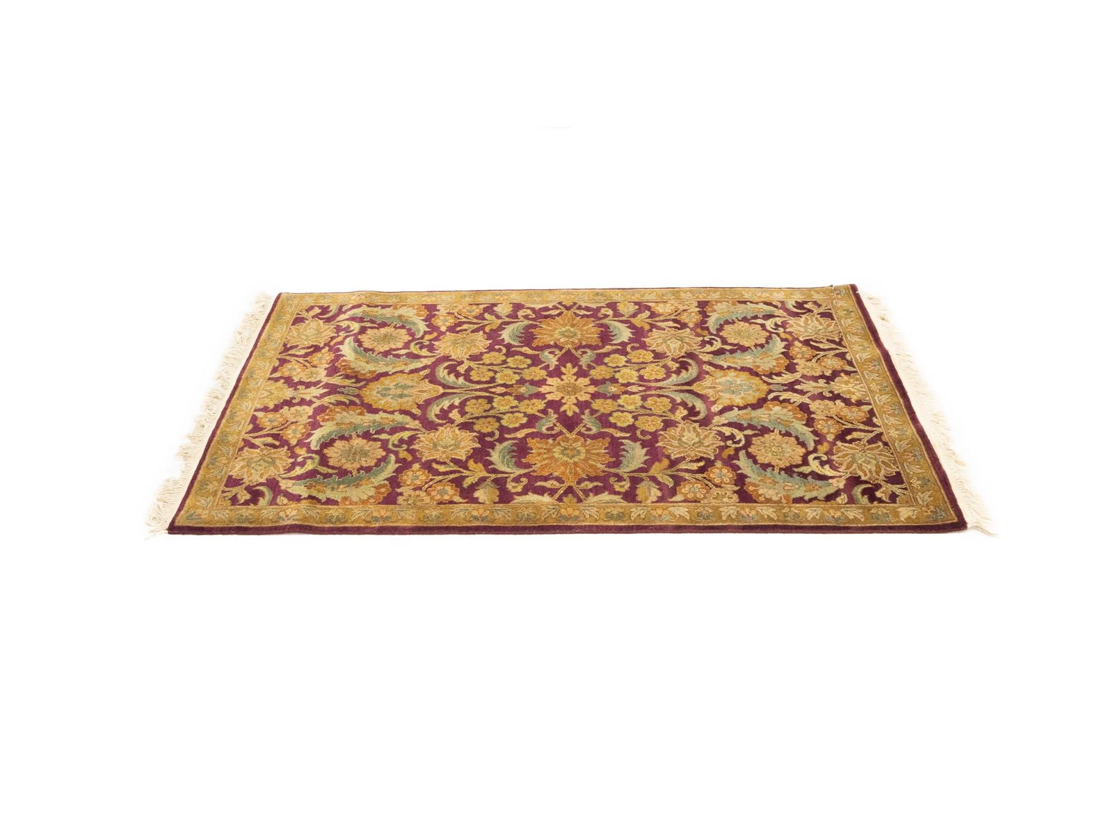 Burgundy Floral Classic 4X6 Agra Jaipur Oriental Rug - 4