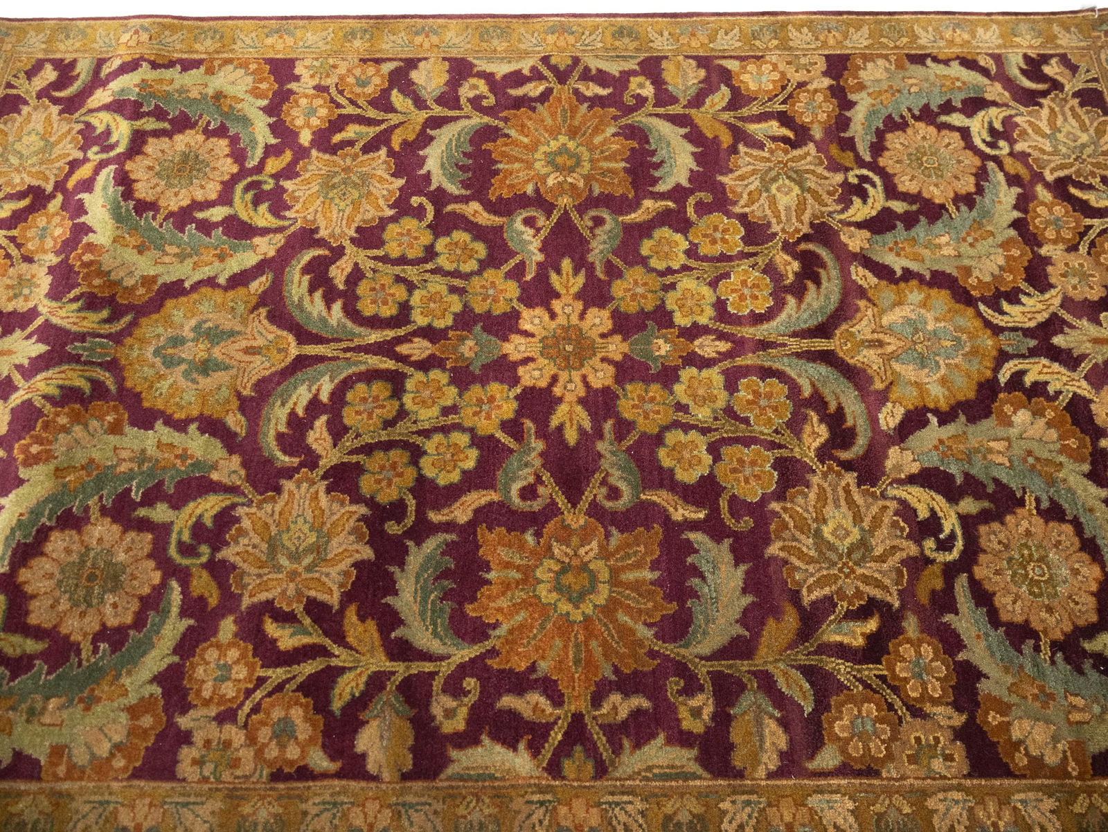 Burgundy Floral Classic 4X6 Agra Jaipur Oriental Rug - 6