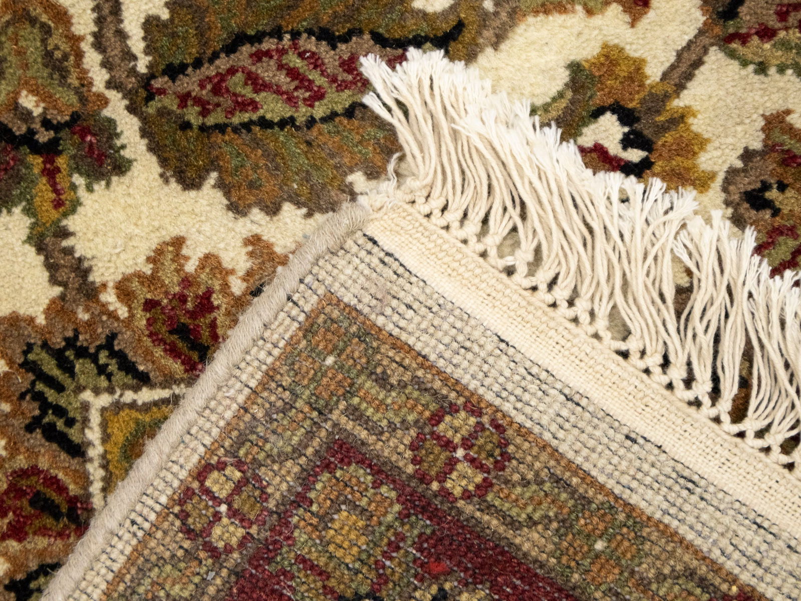 Cream Floral Classic 4'5X6'2 Agra Jaipur Oriental Rug - 11