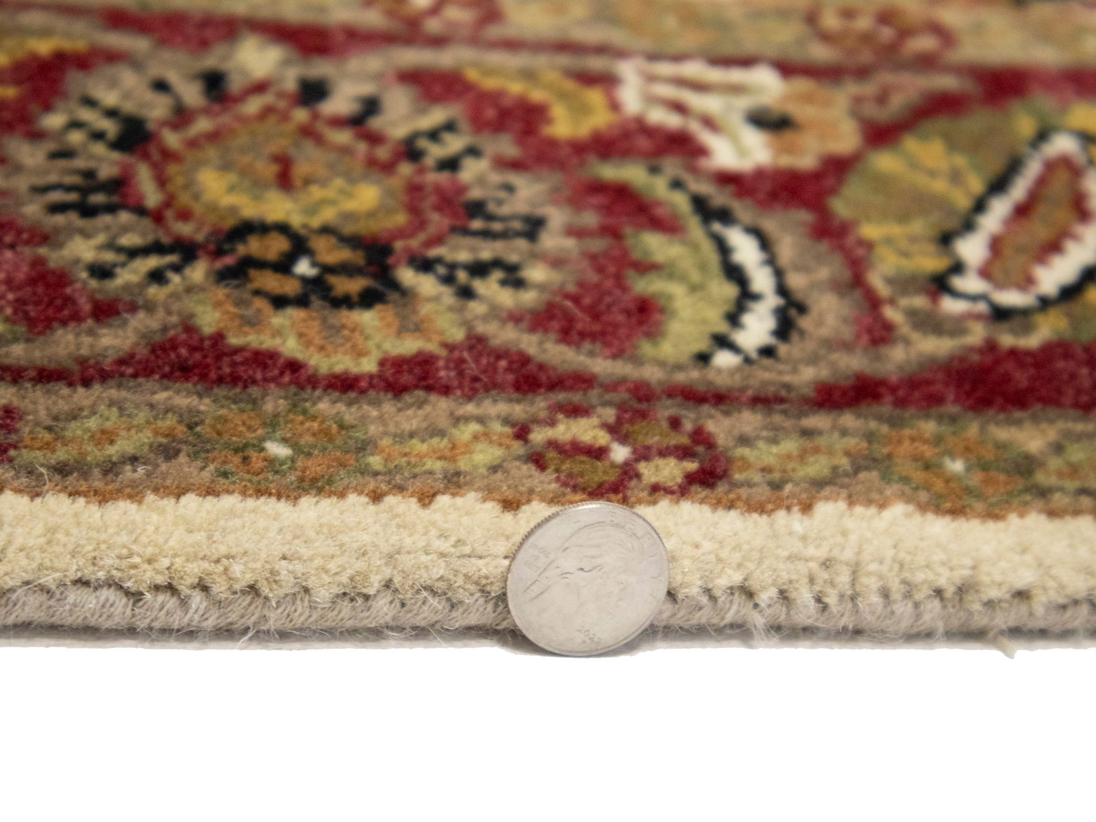 Cream Floral Classic 4'5X6'2 Agra Jaipur Oriental Rug - 12