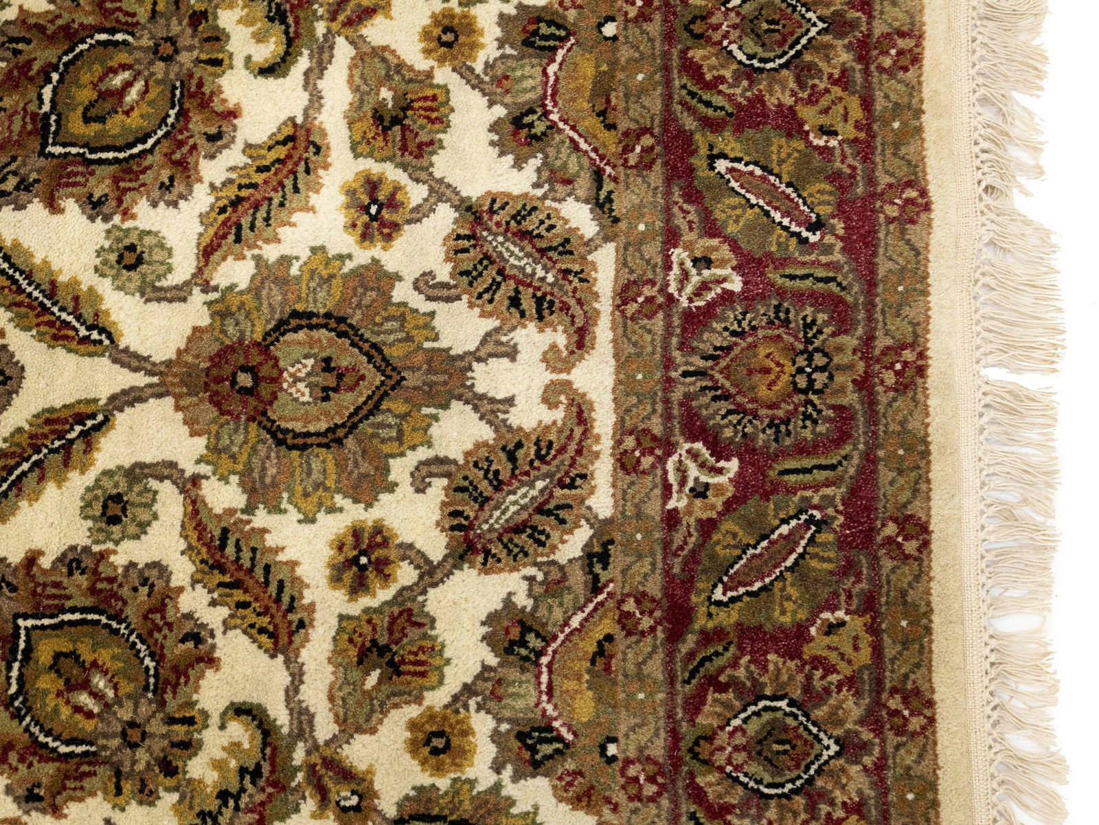 Cream Floral Classic 4'5X6'2 Agra Jaipur Oriental Rug - 7