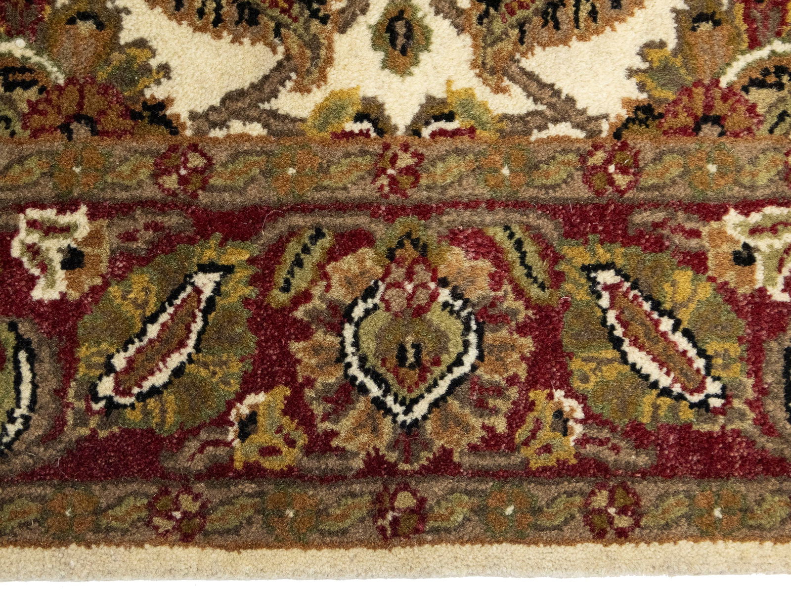 Cream Floral Classic 4'5X6'2 Agra Jaipur Oriental Rug - 8