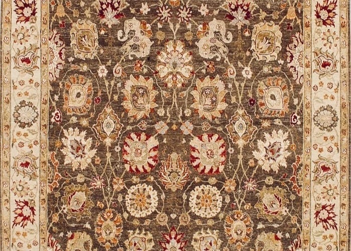 Hand Knotted Indo-Tabriz Brown Wool New Oriental Rug Carpet 7'11" x 10'4" - 4