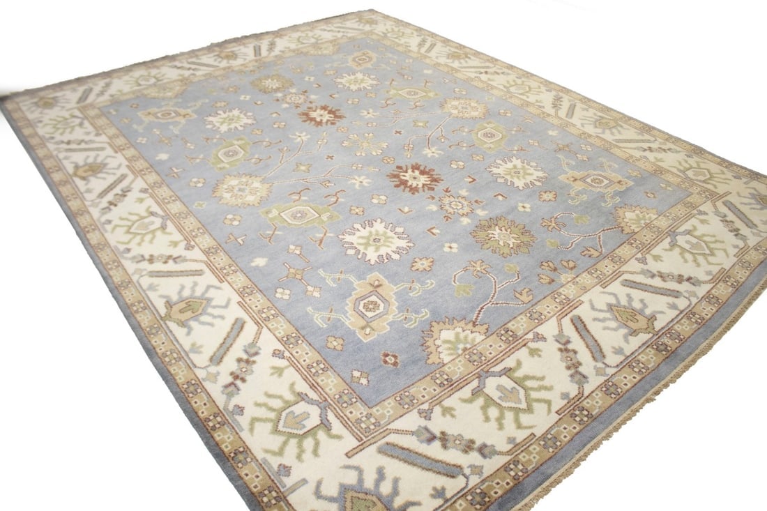 Gray Floral 9X12 Oushak Chobi Oriental Rug - 4