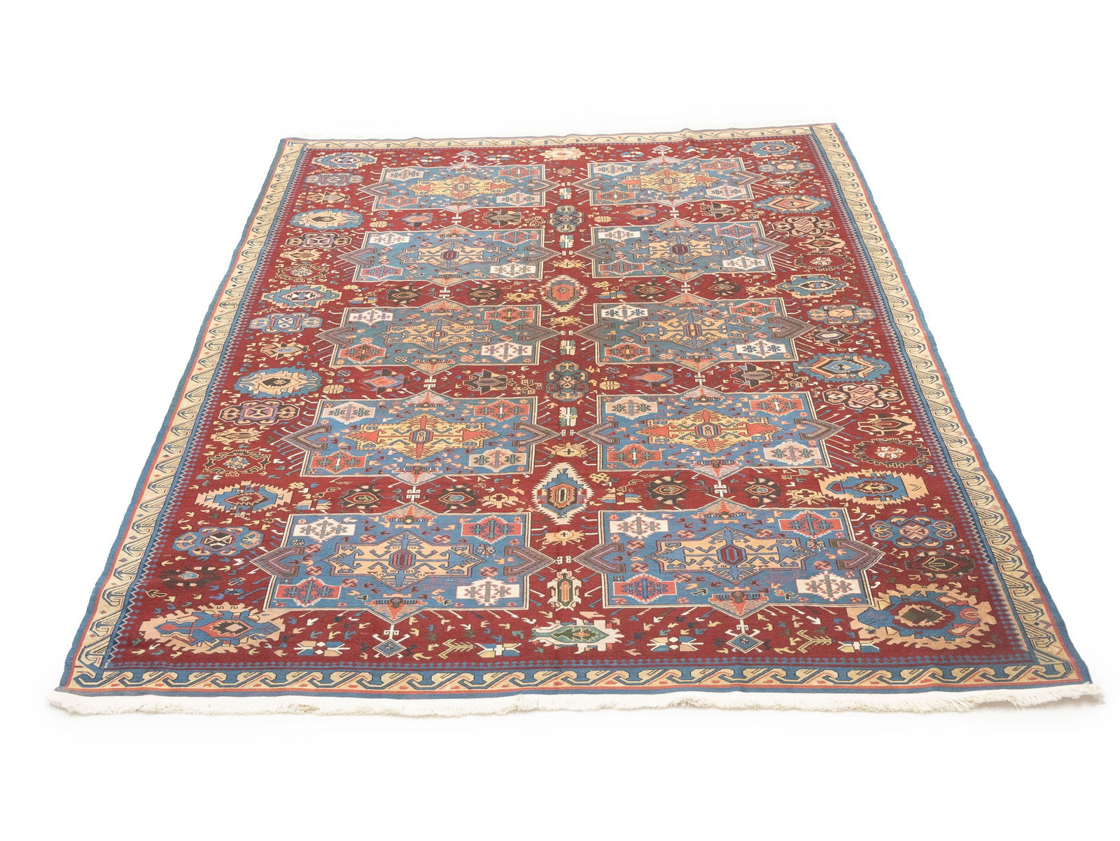 Maroon Red Tribal 8X9 Sumak Herati Afghan Rug - 2