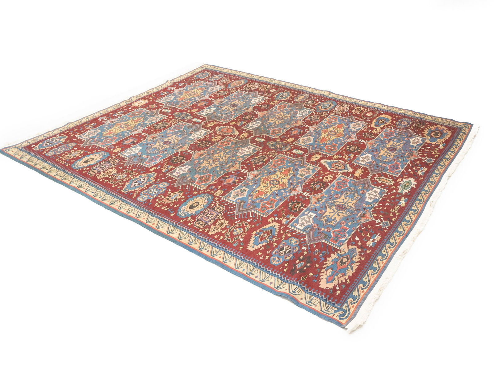 Maroon Red Tribal 8X9 Sumak Herati Afghan Rug - 3