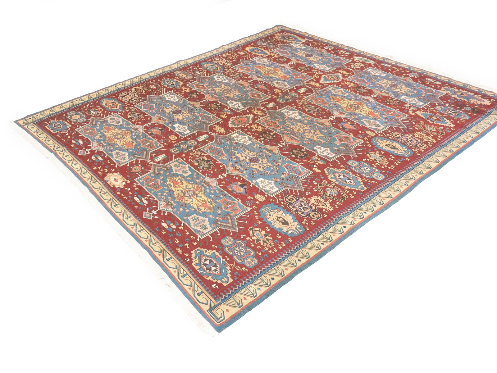 Maroon Red Tribal 8X9 Sumak Herati Afghan Rug - 4