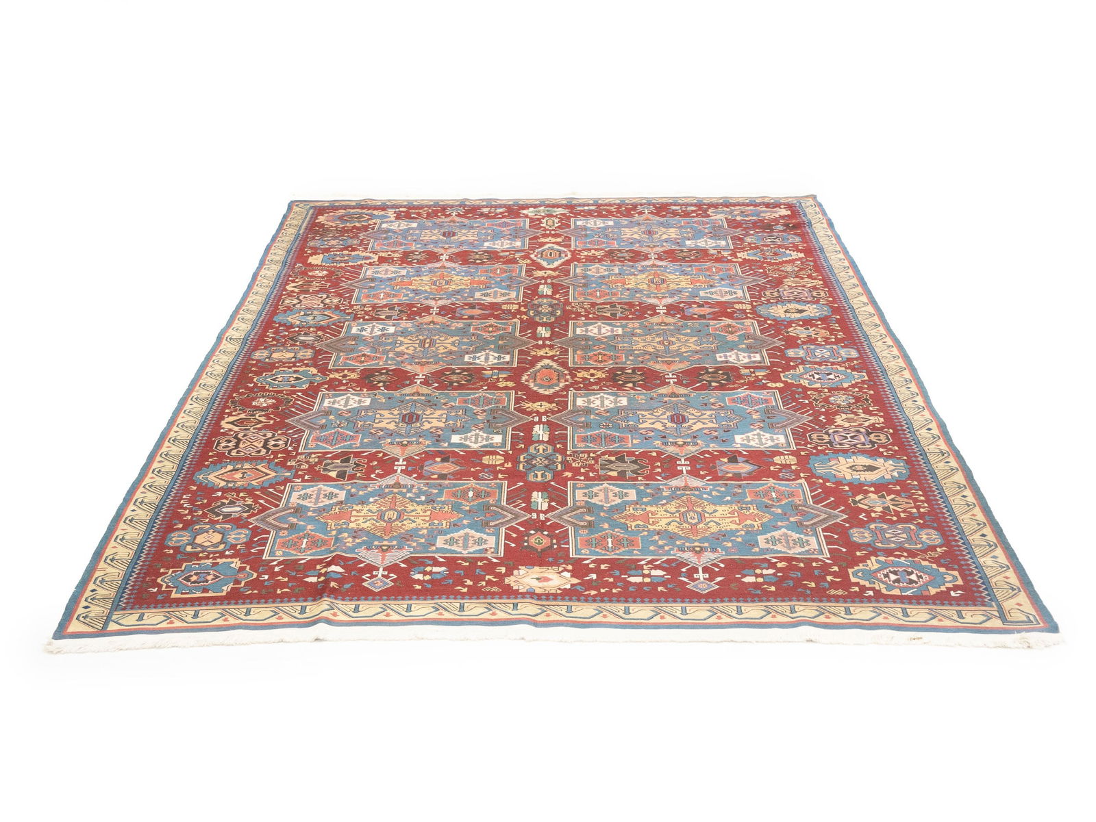 Maroon Red Tribal 8X9 Sumak Herati Afghan Rug - 5