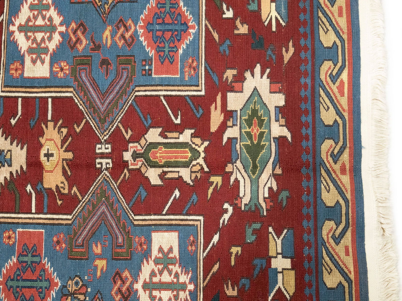 Maroon Red Tribal 8X9 Sumak Herati Afghan Rug - 9