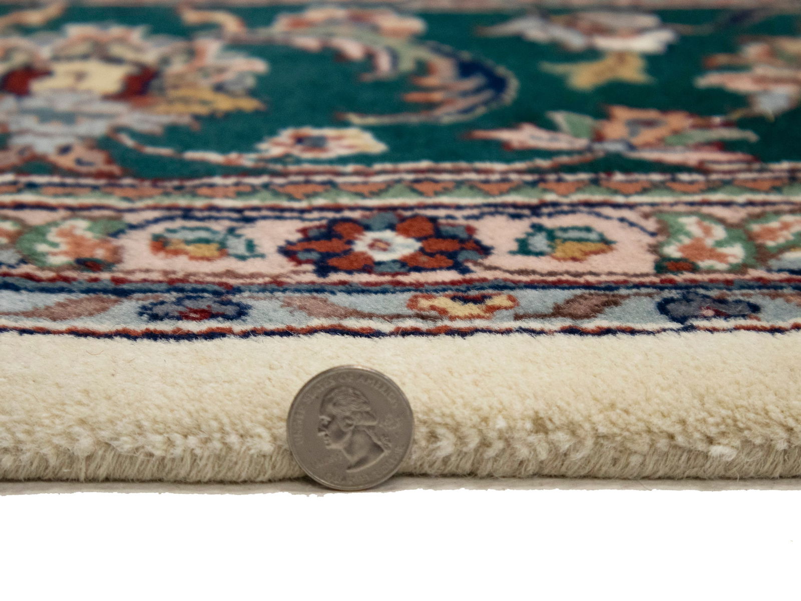 Cream Floral 9X12 Indo-Kashan Oriental Rug - 12