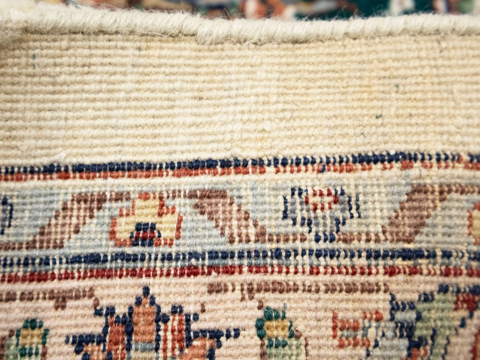 Cream Floral 9X12 Indo-Kashan Oriental Rug - 16