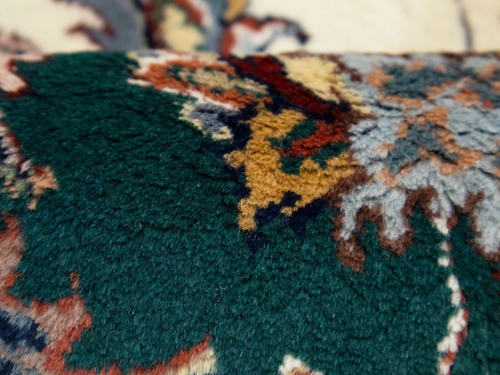 Cream Floral 9X12 Indo-Kashan Oriental Rug - 17