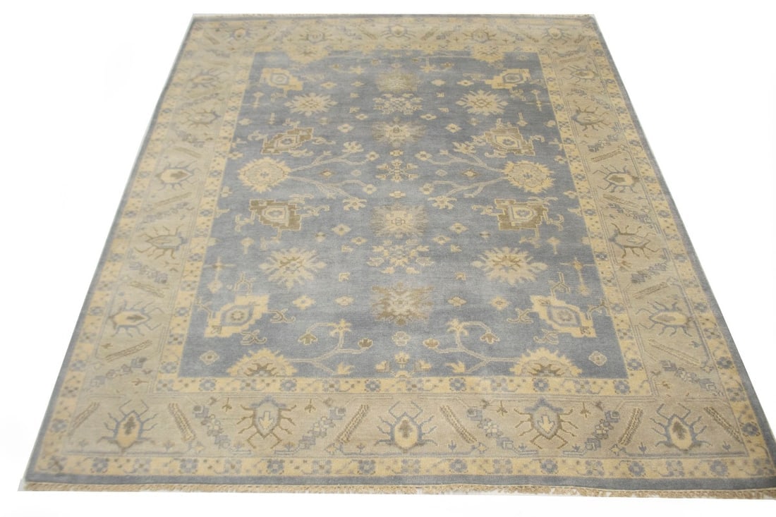 Gray Floral 8X10 Oushak Chobi Oriental Rug - 2