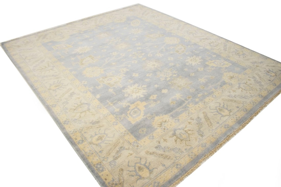 Gray Floral 8X10 Oushak Chobi Oriental Rug - 4