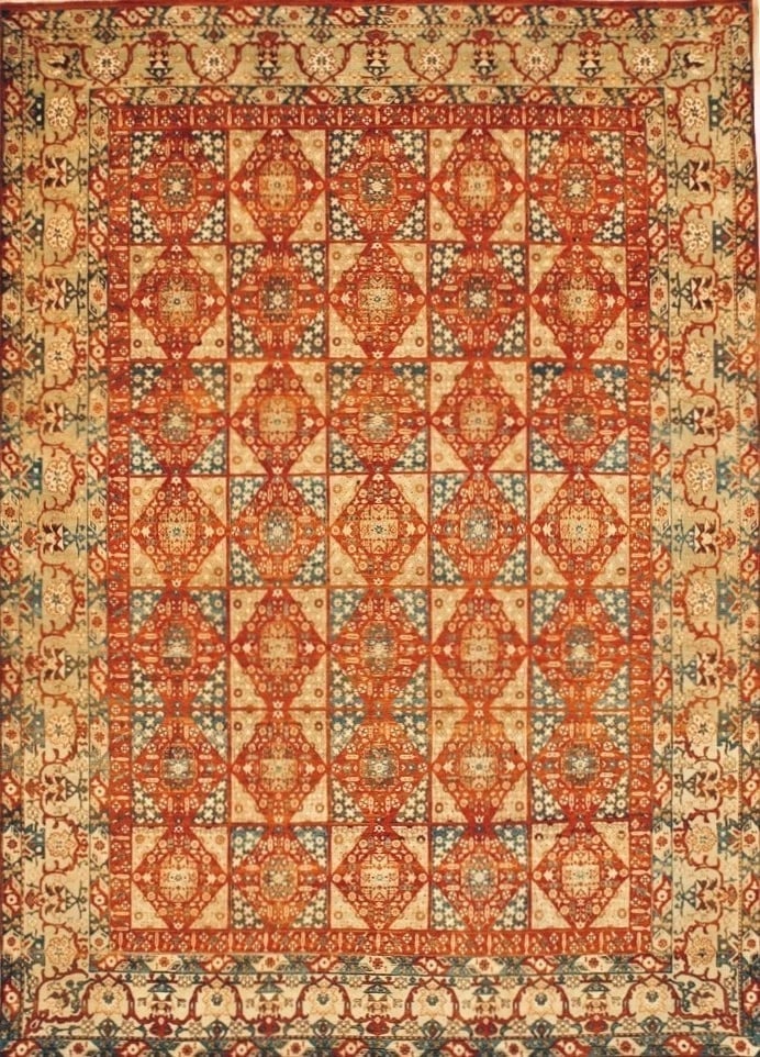 Hand Knotted Mamluk Geometric Oriental Area Rug Wool Carpet 10'1" x 14'2"
