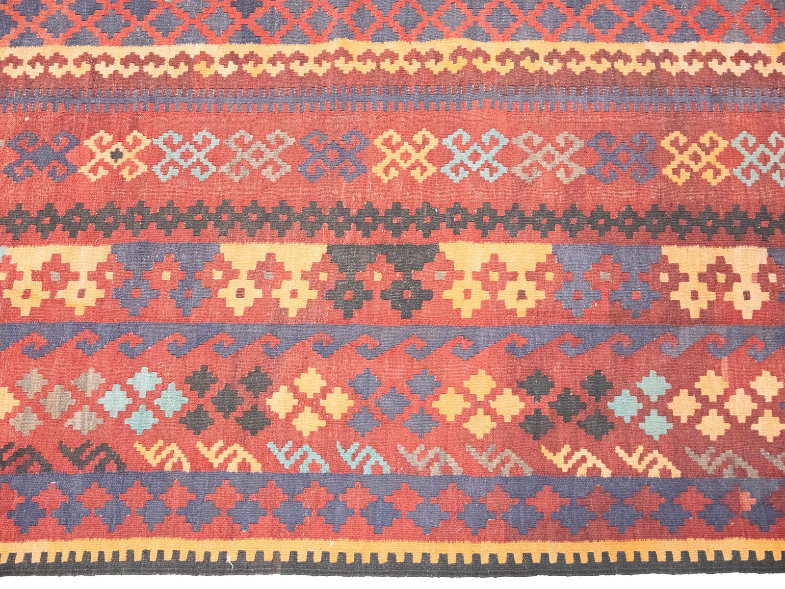 Multicolored Geometric Reversible 10X16 Kilim Oriental Rug - 10