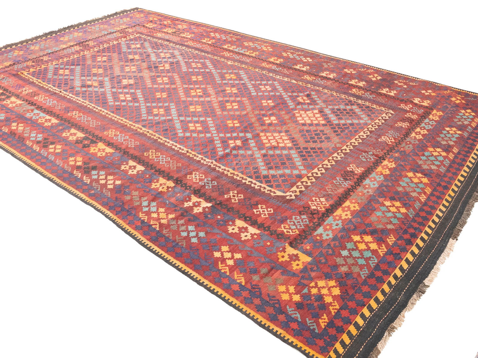 Multicolored Geometric Reversible 10X16 Kilim Oriental Rug - 3