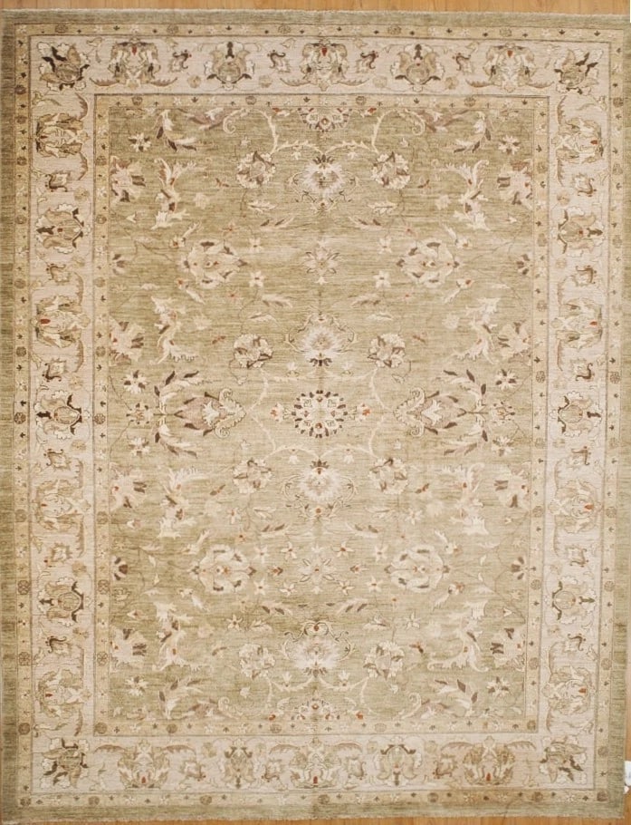 Hand Knotted Agra Sage Green Wool Oriental Area Rug Carpet 11'9" x 14'11"
