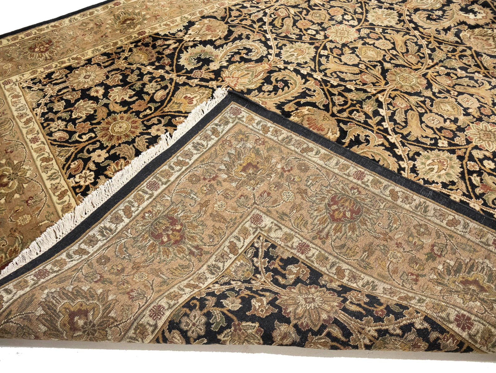 Black Floral Classic 9X12 Agra Jaipur Oriental Rug - 15