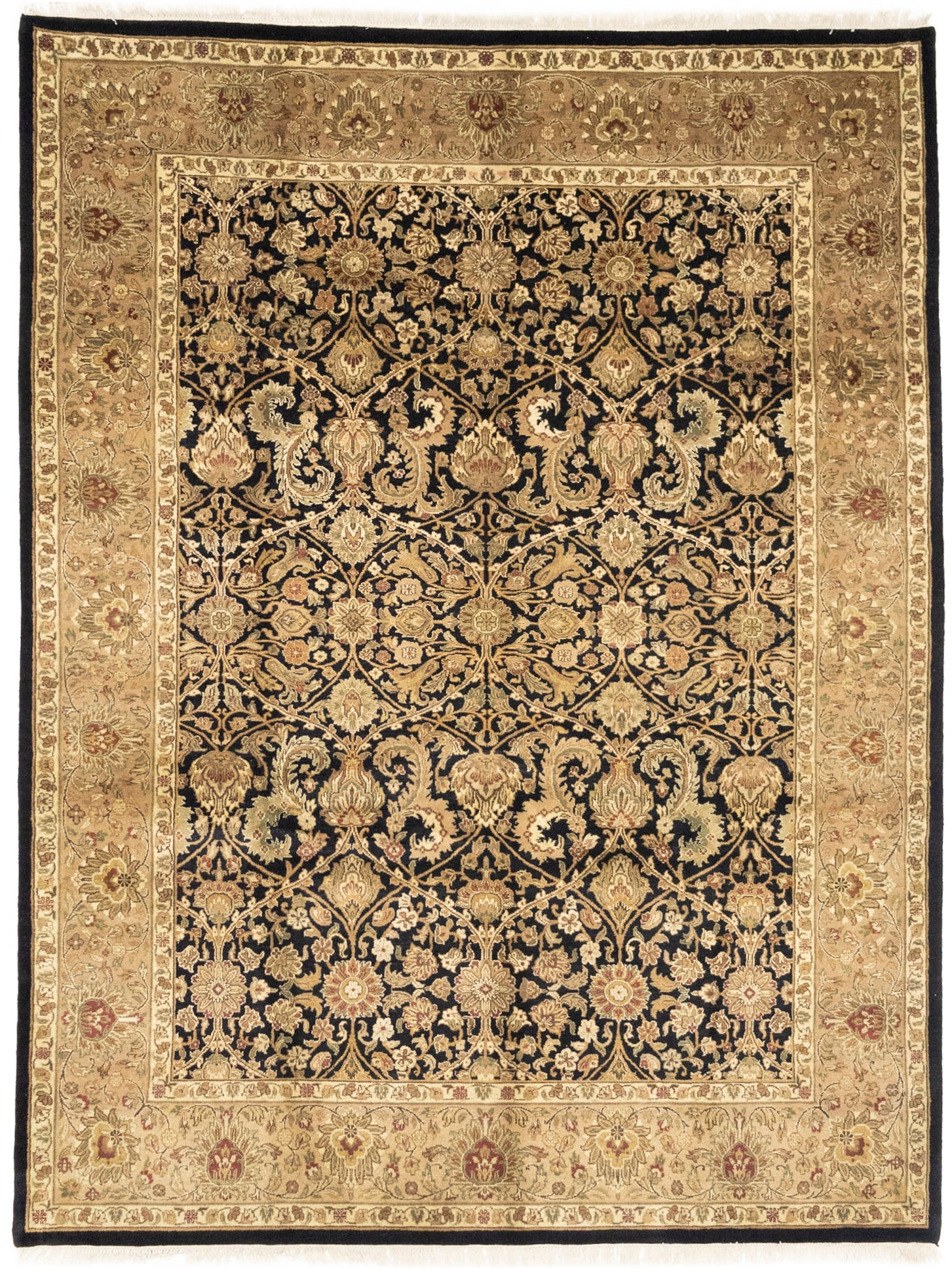 Black Floral Classic 9X12 Agra Jaipur Oriental Rug