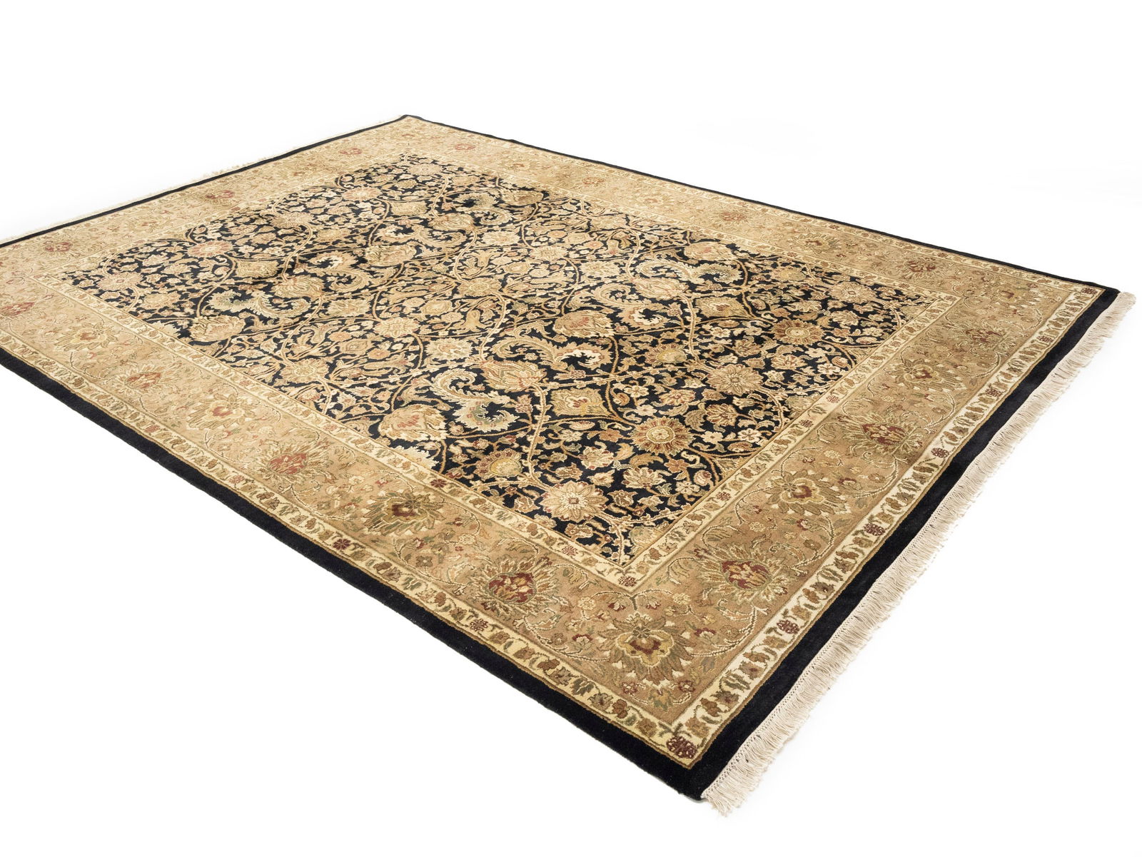 Black Floral Classic 9X12 Agra Jaipur Oriental Rug - 3