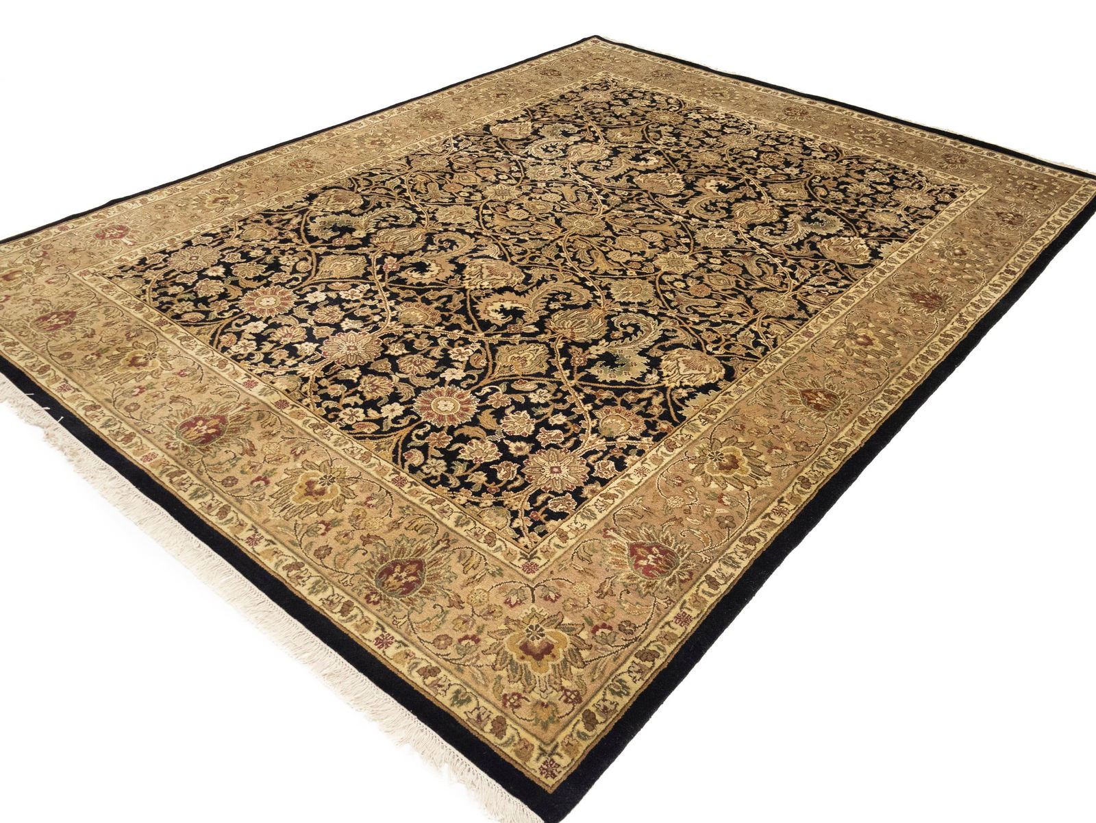 Black Floral Classic 9X12 Agra Jaipur Oriental Rug - 4
