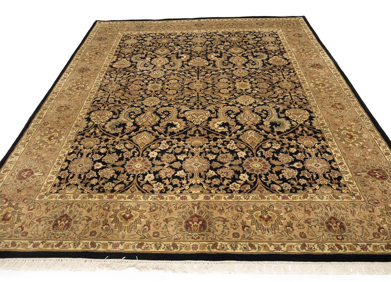 Black Floral Classic 9X12 Agra Jaipur Oriental Rug - 5