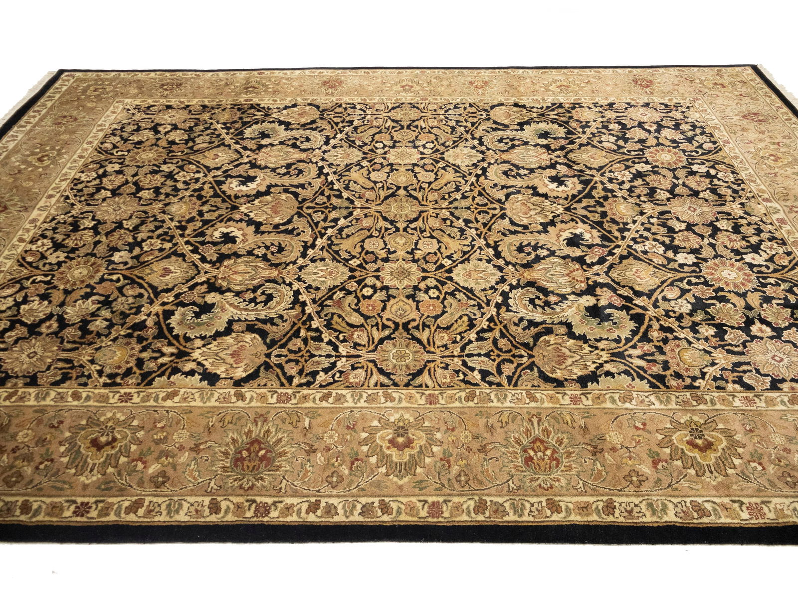 Black Floral Classic 9X12 Agra Jaipur Oriental Rug - 6