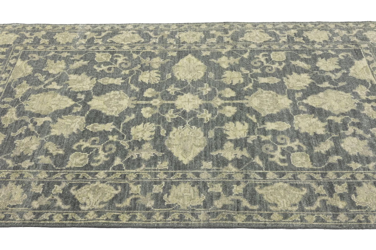 Muted Dark Slate Floral 5X8 Transitional Oriental Rug - 7