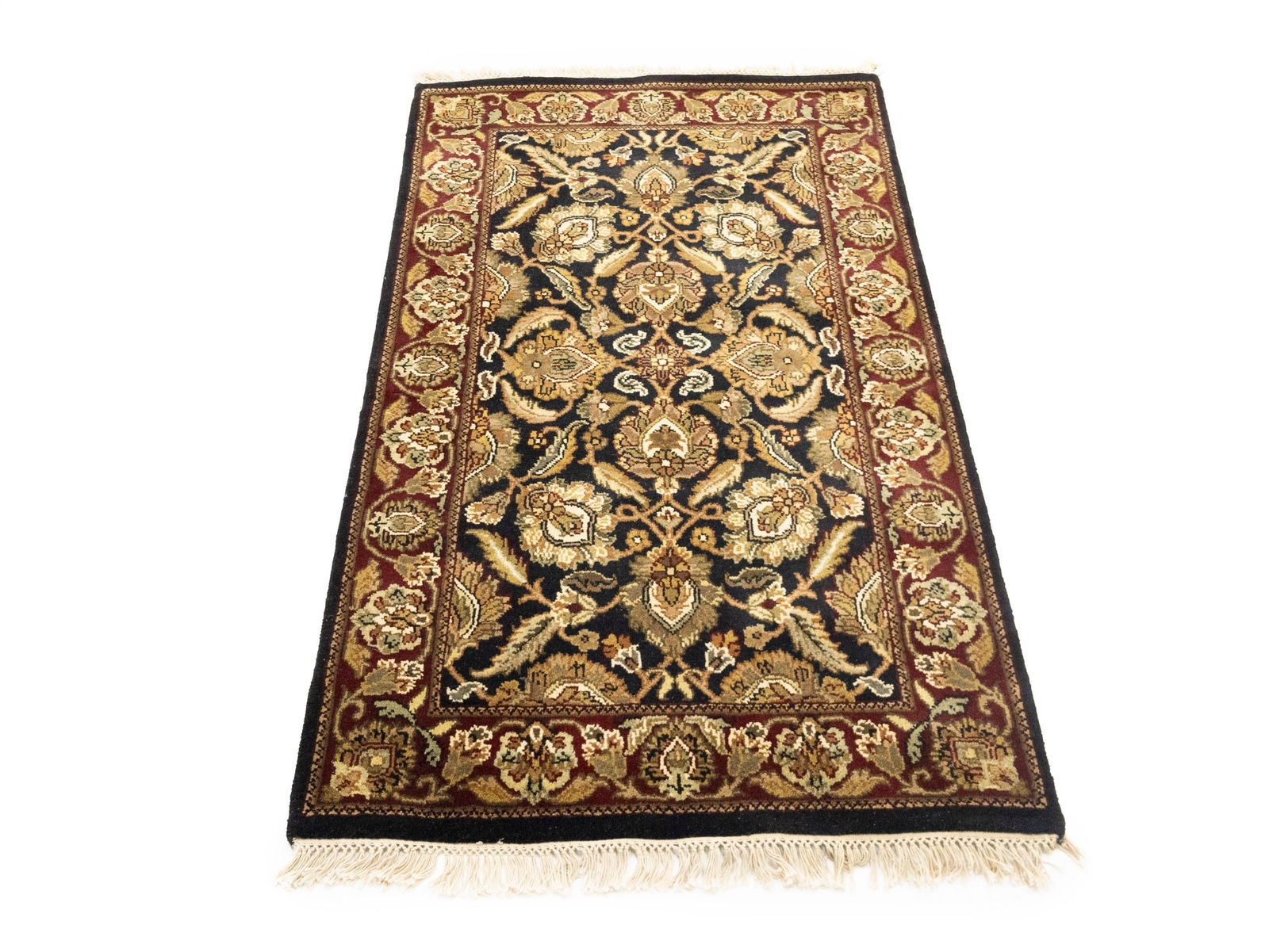 Black Floral Classic 3X5 Agra Jaipur Oriental Rug - 2