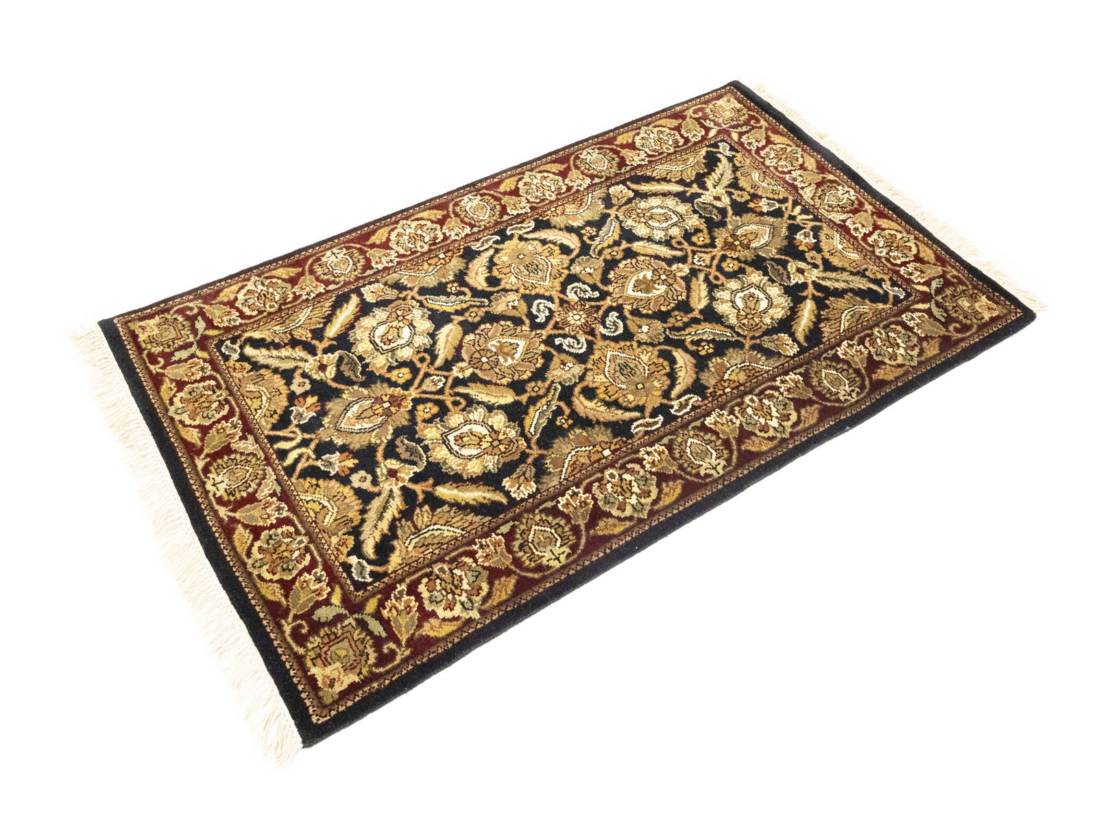 Black Floral Classic 3X5 Agra Jaipur Oriental Rug - 3